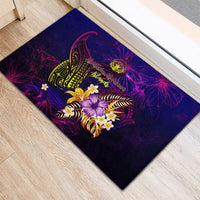Northern Mariana Islands Rubber Doormat Whale Hibiscus Polynesian