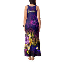 Northern Mariana Islands Tank Maxi Dress Whale Hibiscus Polynesian