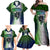 Personalised New Zealand Warriors Family Matching Off Shoulder Maxi Dress and Hawaiian Shirt Maori Silver Fern Green DT02 - Polynesian Pride