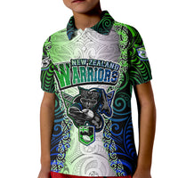 Personalised New Zealand Warriors Kid Polo Shirt Maori Silver Fern Green DT02 Kid Green - Polynesian Pride