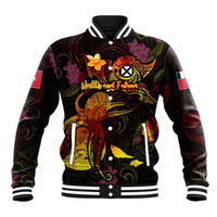 Wallis and Futuna Baseball Jacket Octopus Plumeria Polynesian Tattoo