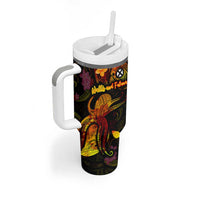 Wallis and Futuna Tumbler With Handle Octopus Plumeria Polynesian Tattoo