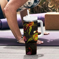 Wallis and Futuna Tumbler With Handle Octopus Plumeria Polynesian Tattoo