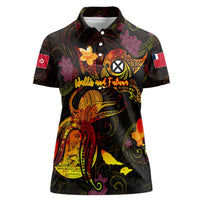Wallis and Futuna Women Polo Shirt Octopus Plumeria Polynesian Tattoo