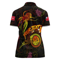 Wallis and Futuna Women Polo Shirt Octopus Plumeria Polynesian Tattoo