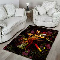 New Caledonia Area Rug Octopus Plumeria Polynesian Tattoo