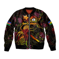 New Caledonia Bomber Jacket Octopus Plumeria Polynesian Tattoo DT02 Unisex Black - Polynesian Pride