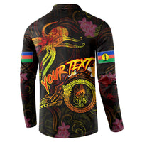 New Caledonia Button Sweatshirt Octopus Plumeria Polynesian Tattoo