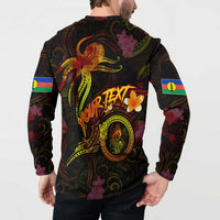 New Caledonia Button Sweatshirt Octopus Plumeria Polynesian Tattoo