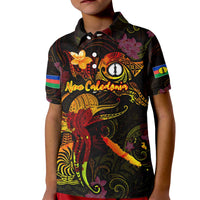 New Caledonia Kid Polo Shirt Octopus Plumeria Polynesian Tattoo