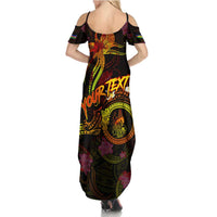New Caledonia Summer Maxi Dress Octopus Plumeria Polynesian Tattoo