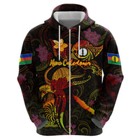 New Caledonia Zip Hoodie Octopus Plumeria Polynesian Tattoo