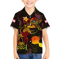 Tahiti French Polynesia Kid Hawaiian Shirt Octopus Plumeria Polynesian Tattoo