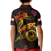 Tahiti French Polynesia Kid Polo Shirt Octopus Plumeria Polynesian Tattoo