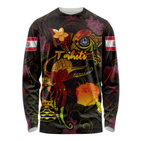 Tahiti French Polynesia Long Sleeve Shirt Octopus Plumeria Polynesian Tattoo