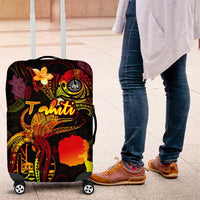 Tahiti French Polynesia Luggage Cover Octopus Plumeria Polynesian Tattoo DT02 Black - Polynesian Pride
