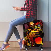 Tahiti French Polynesia Luggage Cover Octopus Plumeria Polynesian Tattoo DT02 - Polynesian Pride