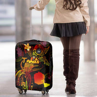 Tahiti French Polynesia Luggage Cover Octopus Plumeria Polynesian Tattoo DT02 - Polynesian Pride