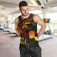 Tahiti French Polynesia Men Tank Top Octopus Plumeria Polynesian Tattoo