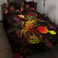 Tahiti French Polynesia Quilt Bed Set Octopus Plumeria Polynesian Tattoo