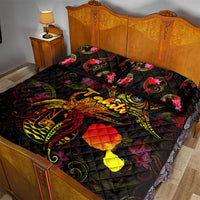 Tahiti French Polynesia Quilt Bed Set Octopus Plumeria Polynesian Tattoo