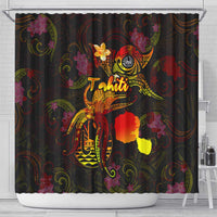 Tahiti French Polynesia Shower Curtain Octopus Plumeria Polynesian Tattoo