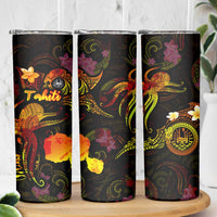 Tahiti French Polynesia Skinny Tumbler Octopus Plumeria Polynesian Tattoo