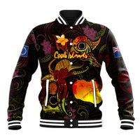 Cook Islands Baseball Jacket Octopus Plumeria Polynesian Tattoo