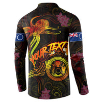 Cook Islands Button Sweatshirt Octopus Plumeria Polynesian Tattoo