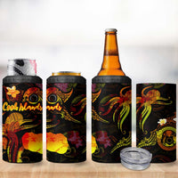 Cook Islands 4 in 1 Can Cooler Tumbler Octopus Plumeria Polynesian Tattoo