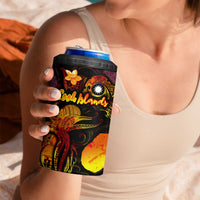 Nauru 4 in 1 Can Cooler Tumbler Octopus Plumeria Polynesian Tattoo