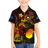 Nauru Family Matching Long Sleeve Bodycon Dress and Hawaiian Shirt Octopus Plumeria Polynesian Tattoo