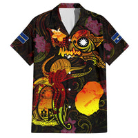 Nauru Family Matching Off The Shoulder Long Sleeve Dress and Hawaiian Shirt Octopus Plumeria Polynesian Tattoo