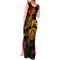 Nauru Tank Maxi Dress Octopus Plumeria Polynesian Tattoo