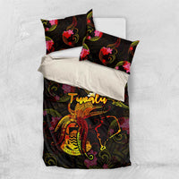 Tuvalu Bedding Set Octopus Plumeria Polynesian Tattoo