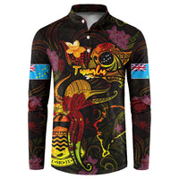 Tuvalu Button Sweatshirt Octopus Plumeria Polynesian Tattoo