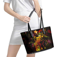 Tuvalu Leather Tote Bag Octopus Plumeria Polynesian Tattoo