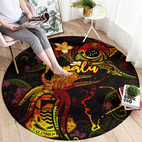 Tuvalu Round Carpet Octopus Plumeria Polynesian Tattoo