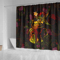 Tuvalu Shower Curtain Octopus Plumeria Polynesian Tattoo