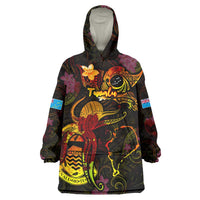 Tuvalu Wearable Blanket Hoodie Octopus Plumeria Polynesian Tattoo