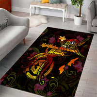 Northern Mariana Islands Area Rug Octopus Plumeria Polynesian Tattoo
