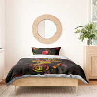 Northern Mariana Islands Bedding Set Octopus Plumeria Polynesian Tattoo