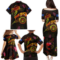 Northern Mariana Islands Family Matching Puletasi and Hawaiian Shirt Octopus Plumeria Polynesian Tattoo