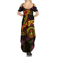 Northern Mariana Islands Summer Maxi Dress Octopus Plumeria Polynesian Tattoo