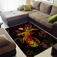 Marshall Islands Area Rug Octopus Plumeria Polynesian Tattoo