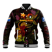 Marshall Islands Baseball Jacket Octopus Plumeria Polynesian Tattoo