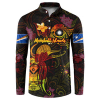 Marshall Islands Button Sweatshirt Octopus Plumeria Polynesian Tattoo