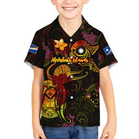 Marshall Islands Family Matching Tank Maxi Dress and Hawaiian Shirt Octopus Plumeria Polynesian Tattoo