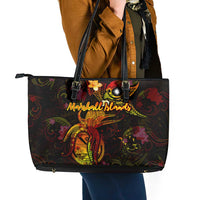 Marshall Islands Leather Tote Bag Octopus Plumeria Polynesian Tattoo