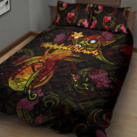 Marshall Islands Quilt Bed Set Octopus Plumeria Polynesian Tattoo